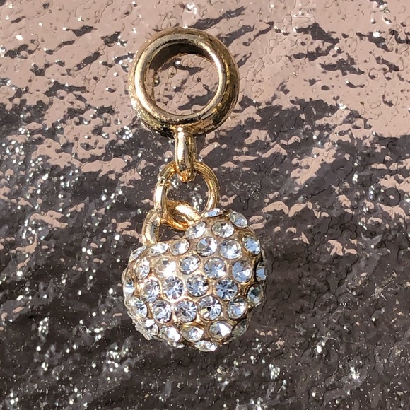 Heart charm with bling gold & CZ STONES - Picture 2 of 3
